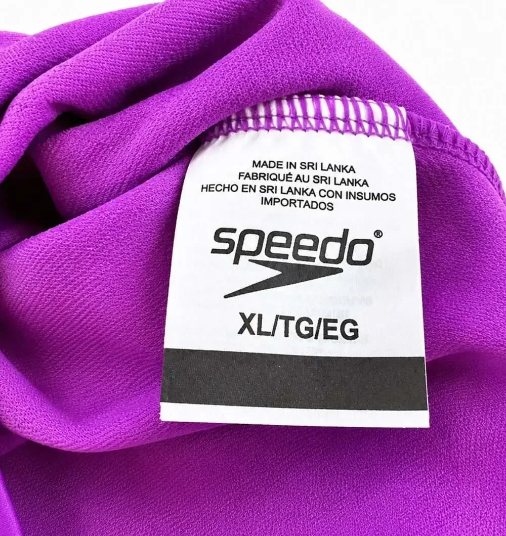 Speedo Girls Youth XL Pink Purple Infinity Splice 1 Piece Swimsuit UPF 50+